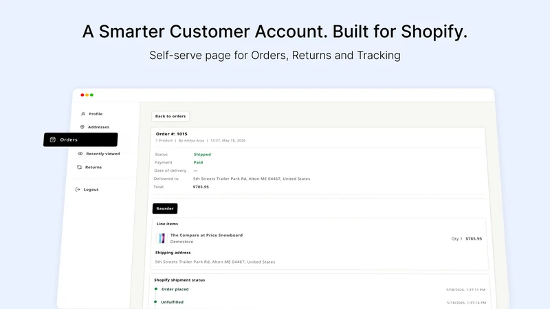 Customer Account Orders Pragma