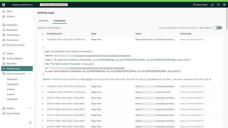 Customer io Tracker