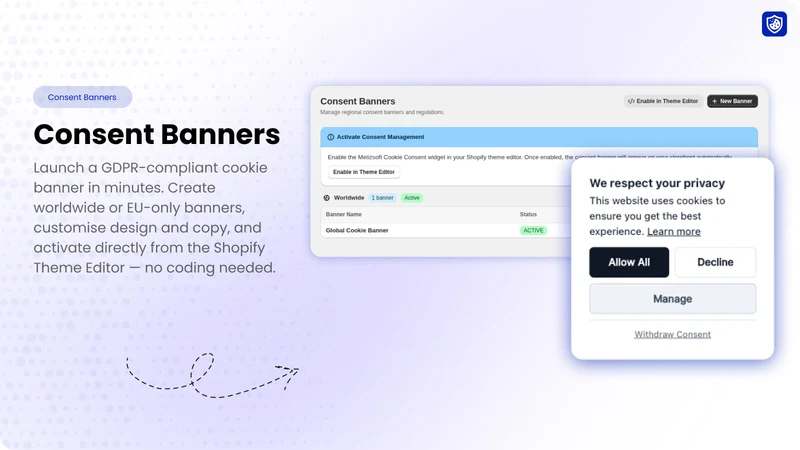 Cookie Shield GDPR CCPA Banner