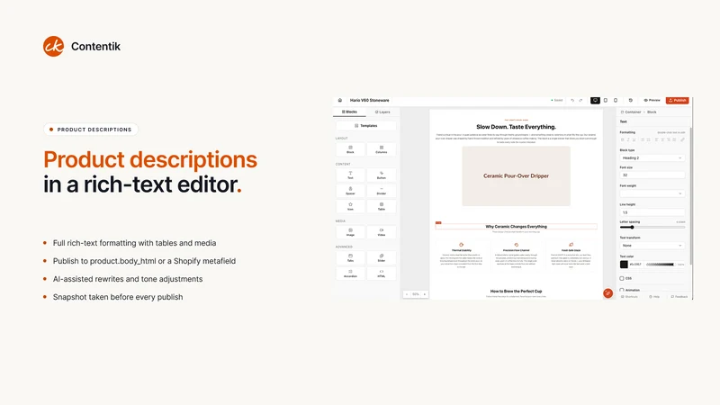 Contentik Product Page Builder