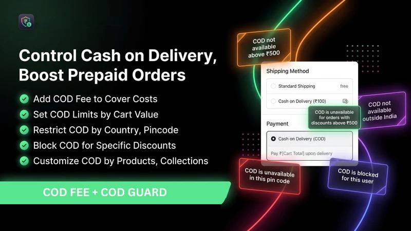 Advance COD Fee & Pincode Rule