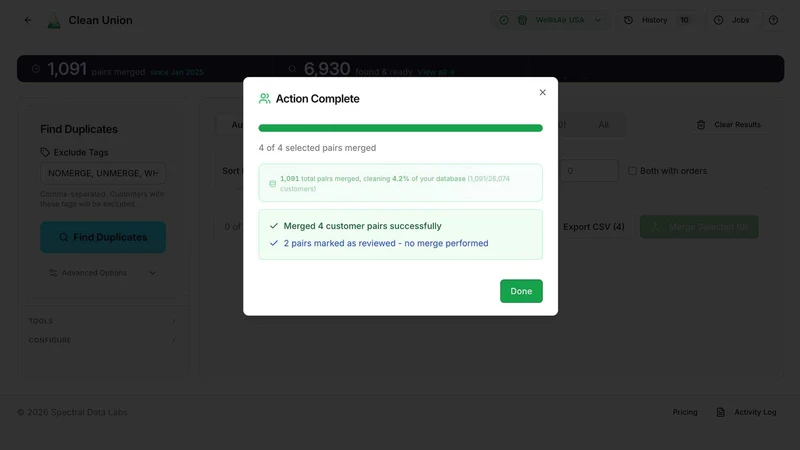 Clean Union ‑ Customer Dedupe
