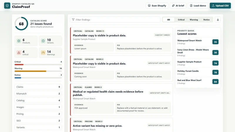 ClaimProof: Catalog QA
