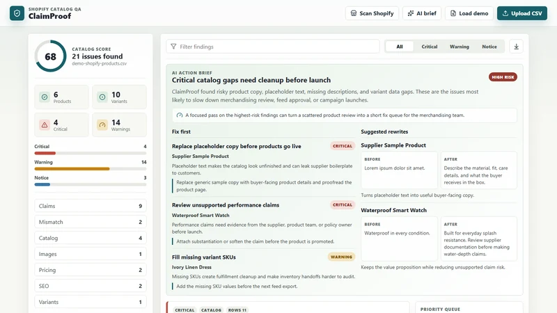 ClaimProof: Catalog QA