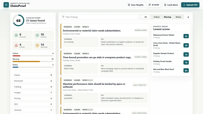 ClaimProof: Catalog QA