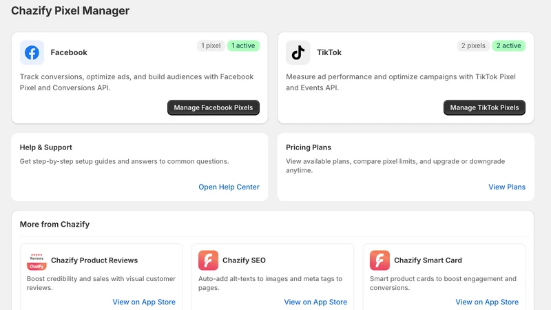 Chazify ‑ Pixel Manager