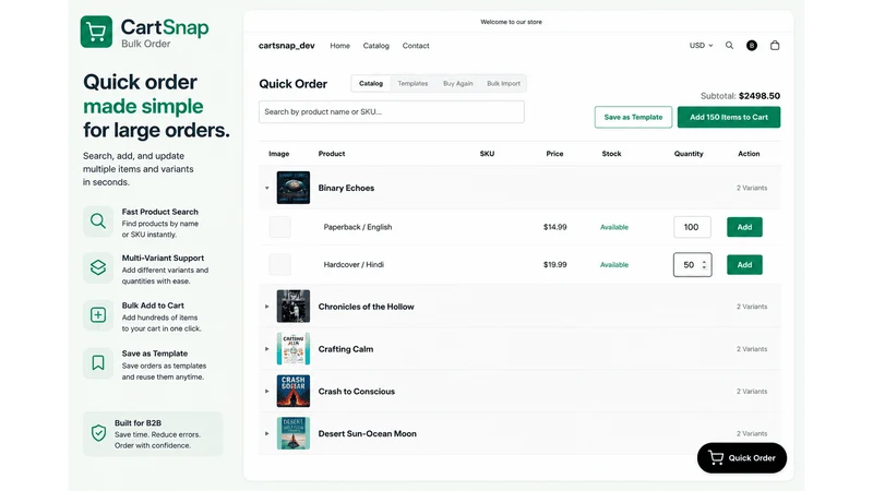 CartSnap ‑ B2B Bulk Order
