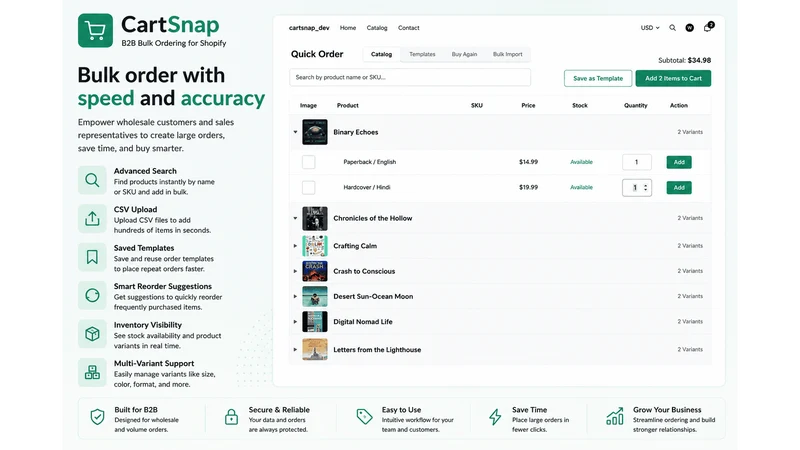 CartSnap ‑ B2B Bulk Order