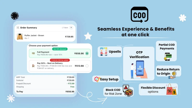 COD Partial Payment, OTP & Fee