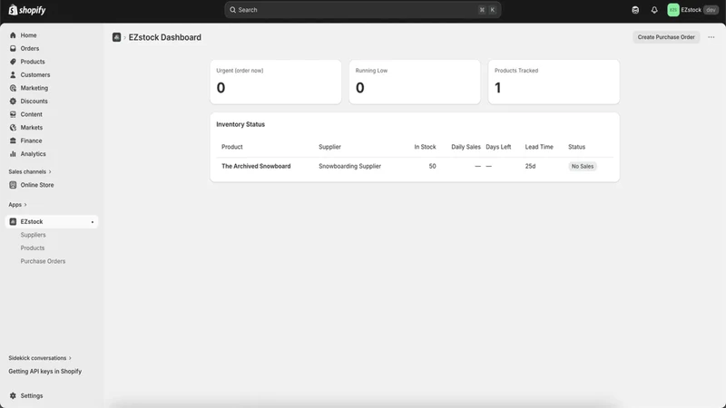 EZstock ‑ Purchase Orders
