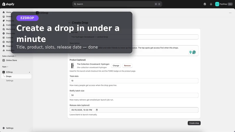 EZDrop ‑ Waitlist for Drops