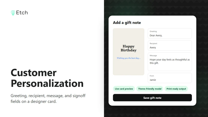 Etch: Personalized Gift Notes