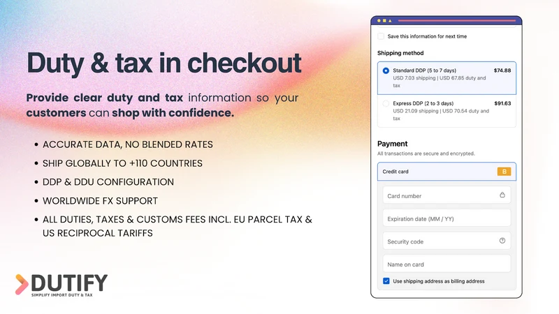 Dutify Duty & Tax Calculator
