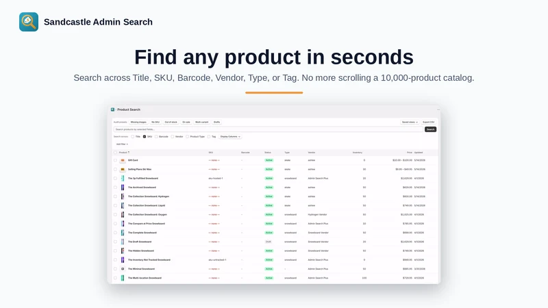 Sandcastle Admin Search