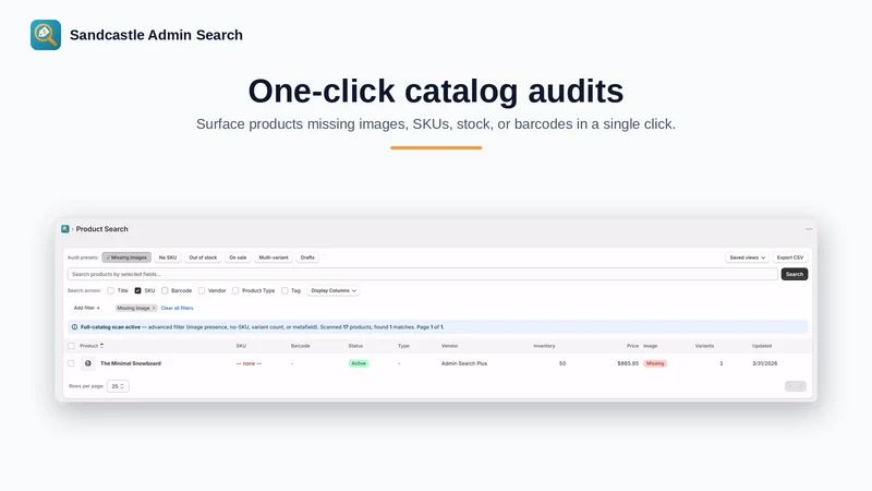 Sandcastle Admin Search