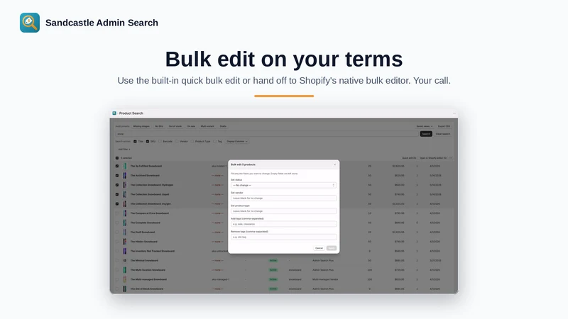 Sandcastle Admin Search