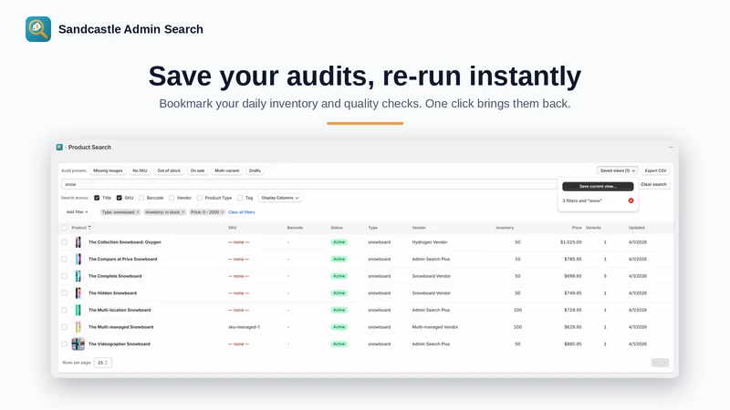 Sandcastle Admin Search