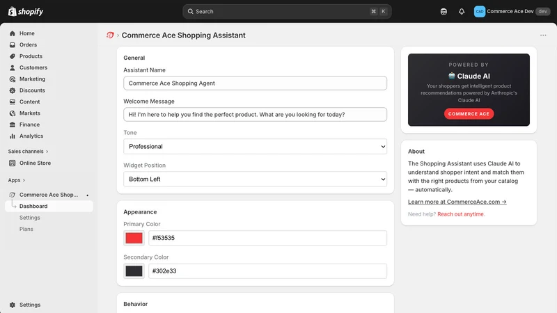 Commerce Ace Shopping Agent