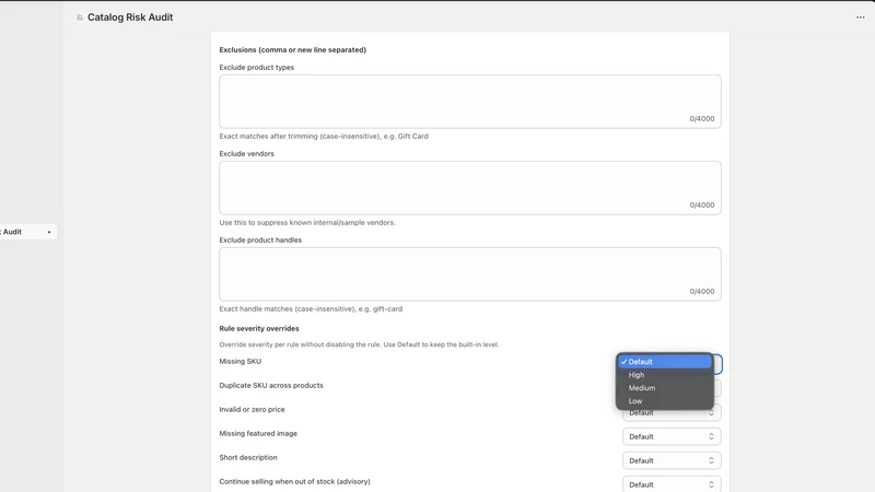 Loftvex Catalog Audit & SKU