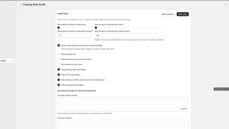 Loftvex Catalog Audit & SKU