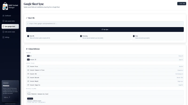 Bulk Variant editor ‑ Pinakkaa