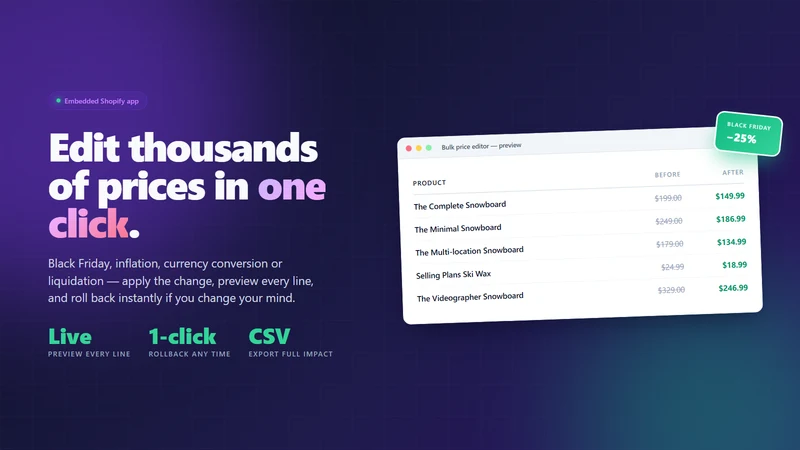 Pricewise: Bulk Price Editor