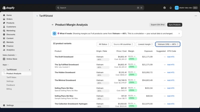 TariffShield: Margin Analyzer