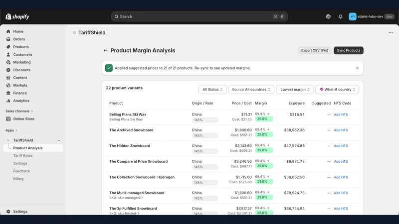 TariffShield: Margin Analyzer