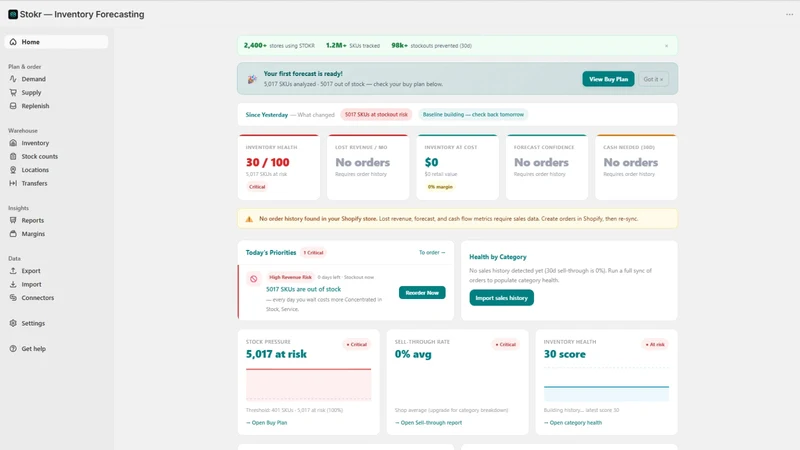 Stokr — Inventory Forecasting