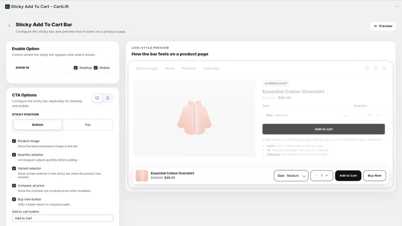 Sticky Add To Cart ‑ CartLift