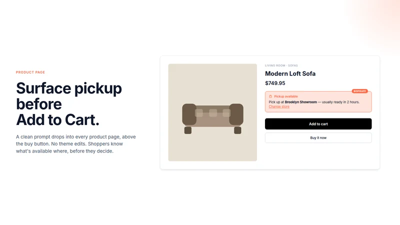 BopiSafe: Pickup Stock & Times