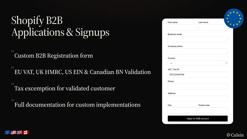 Culsin ‑ B2B Registration Form