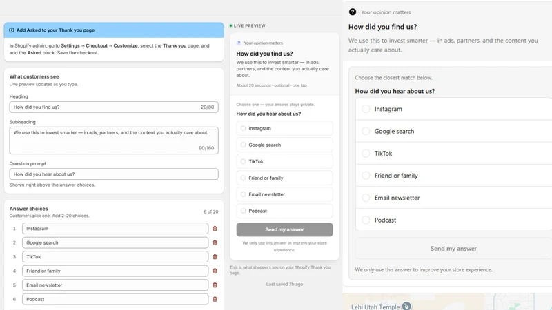 Asked: Post‑Purchase Survey