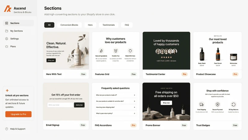 Ascend ‑ Sections & Blocks