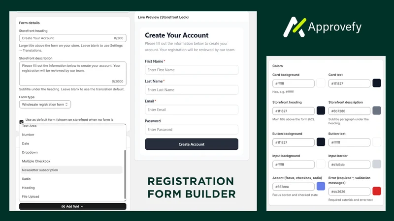Approvefy: B2B Register Form