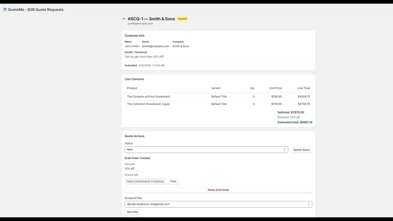 QuoteMe ‑ B2B Quote Requests