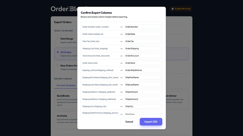 Order Blender: Order Exporter