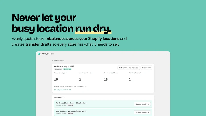 Evenly ‑ Inventory Rebalancing