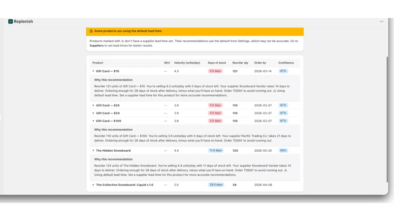 Replenish: Inventory Forecast