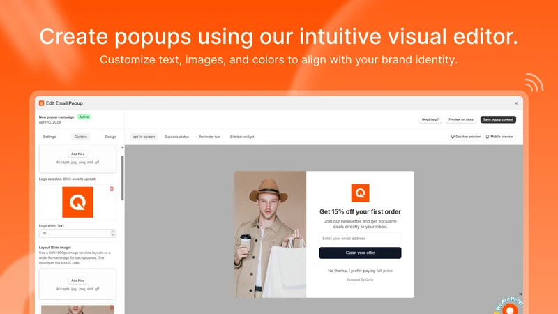 Qorix Popup & Spin Wheel