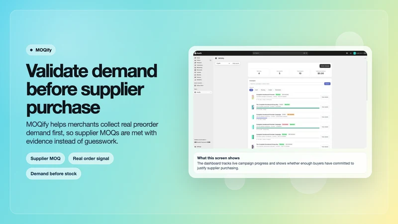 MOQify ‑ MOQ Pre‑order Campaig