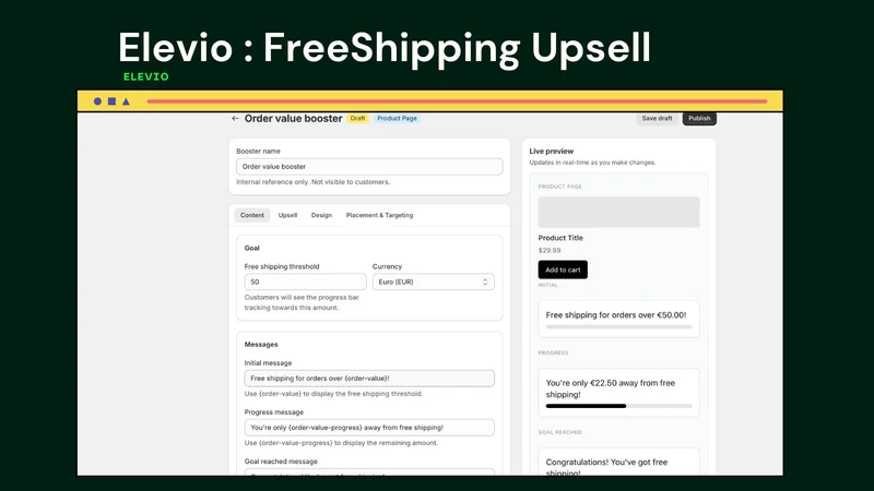 Elevio : FreeShipping Upsell