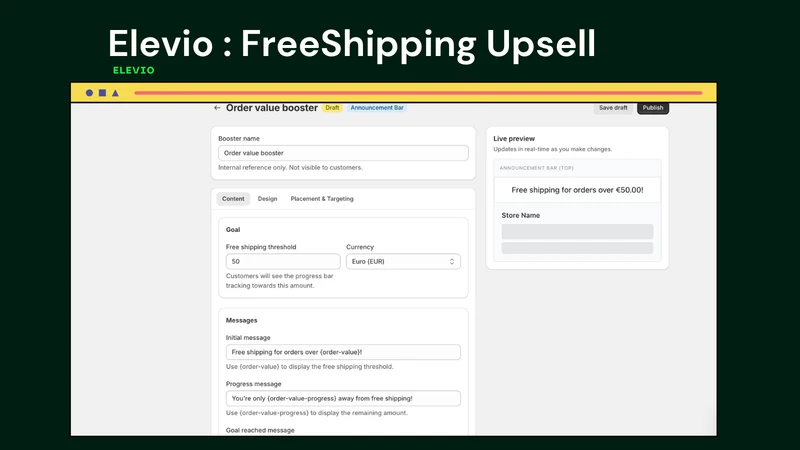 Elevio : FreeShipping Upsell
