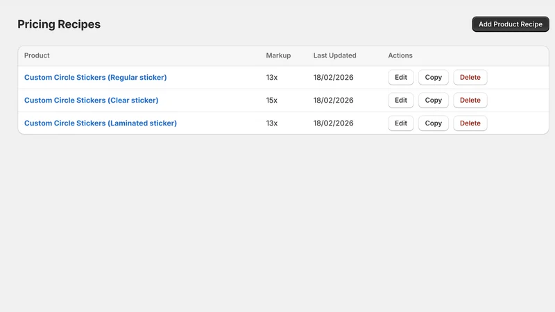 Custom Print Price Engine