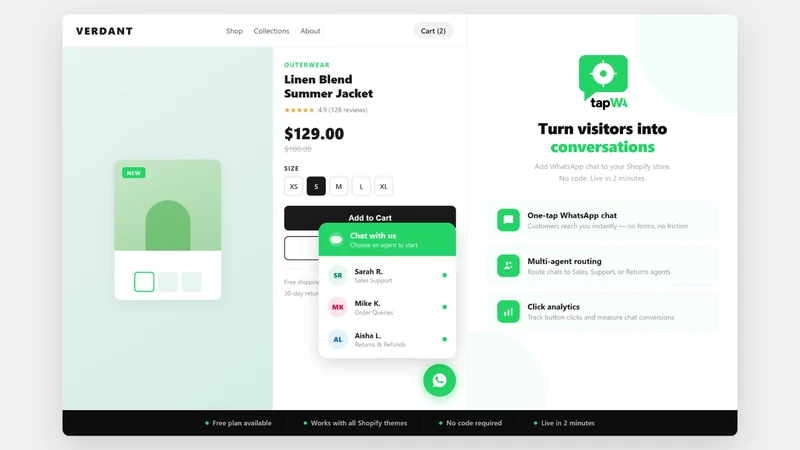 Tapwa – WhatsApp Chat Button