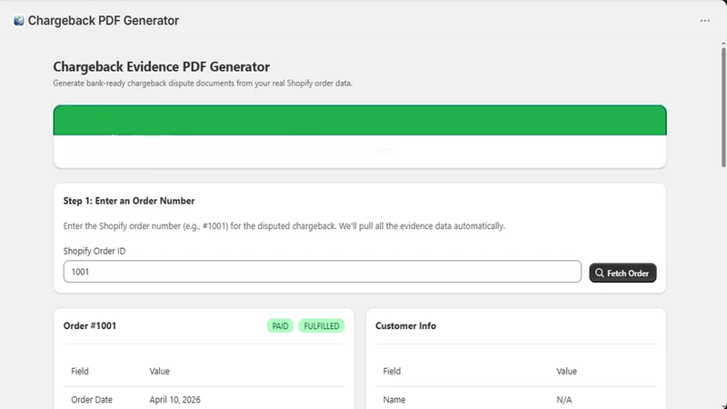 DisputeDesk — Chargeback PDFs