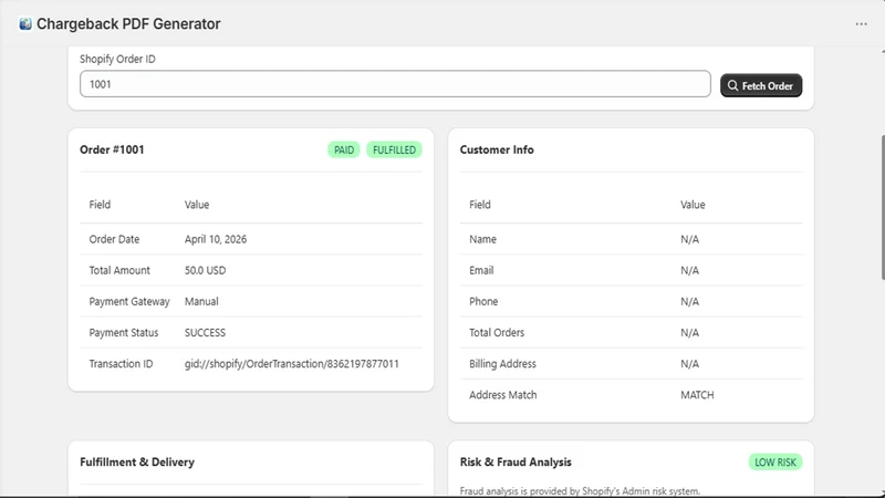 DisputeDesk — Chargeback PDFs