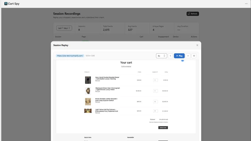 Cart Spy: Live Carts & Replays