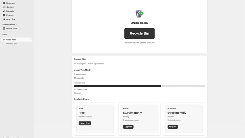 UndoHero: Product Recycle Bin