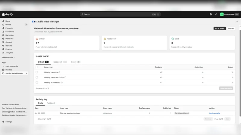 StatBid Meta Manager